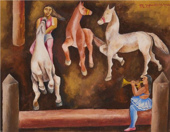 Artwork by Maria Izquierdo, Caballos en el circo, Made of gouache on paper