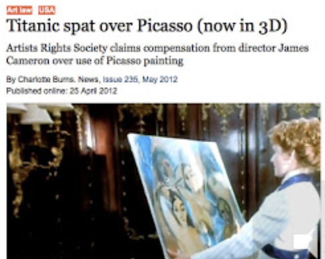Screen capture of an article headline with an image below, featuring a woman holding a canvas.